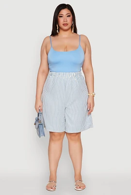 Womens Plus Striped Seersucker Bermuda Shorts, 2X