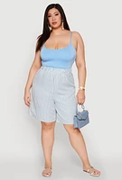 Womens Plus Striped Seersucker Bermuda Shorts,