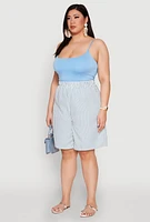 Womens Plus Striped Seersucker Bermuda Shorts, 2X