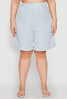 Womens Plus Striped Seersucker Bermuda Shorts, 2X