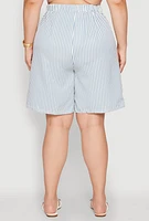 Womens Plus Striped Seersucker Bermuda Shorts, 2X