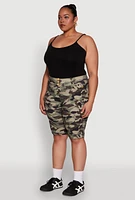 Womens Plus Size Trendy High Waisted Bermuda Shorts, Green, Size 2X