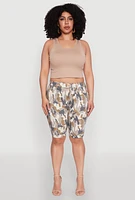 Womens Plus Size Patterned Hyper Stretch Bermuda Shorts, Multi, Size 3X