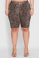 Womens Plus Patterned Hyper Stretch Bermuda Shorts,