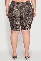Womens Plus Patterned Hyper Stretch Bermuda Shorts,