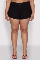 Womens Plus Daisy Denim Cargo Shorts,