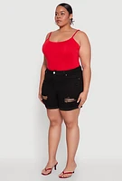 Womens Plus Size WAX Distressed Shorts, Black, Size 3X