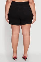 Womens Plus Size WAX Distressed Shorts, Black, Size 3X