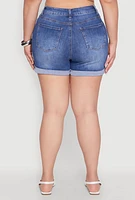 Womens Plus Size WAX Distressed Shorts, Blue, Size 2X