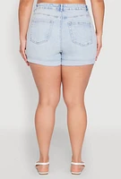 Womens Plus Size WAX Distressed Denim Cuffed Shorts, Blue, Size 2X