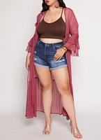 Womens Plus Size WAX Cuffed High Waist Distressed Denim Shorts, Blue, Size 2X