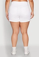 Womens Plus Size WAX Cuffed High Waisted Shorts, White, Size 3X