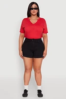 Womens Plus WAX Fixed Cuff Denim Shorts, 3X