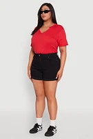Womens Plus WAX Fixed Cuff Denim Shorts, 3X