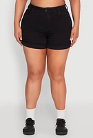 Womens Plus WAX Fixed Cuff Denim Shorts, 3X