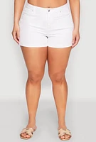 Womens Plus Size WAX Fixed Cuff Denim Shorts, White, Size 3X