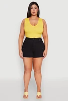 Womens Plus WAX High Waisted Cargo Shorts,