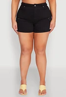 Womens Plus WAX High Waisted Cargo Shorts,