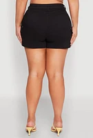 Womens Plus WAX High Waisted Cargo Shorts,