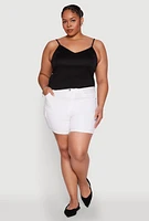 Womens Plus Size WAX High Waisted Cargo Shorts, White, Size 1X