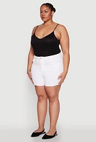 Womens Plus Size WAX High Waisted Cargo Shorts, White, Size 1X