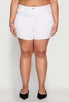 Womens Plus Size WAX High Waisted Cargo Shorts, White, Size 1X