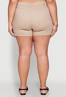 Womens Plus Size WAX High Waisted Cargo Shorts, Beige, Size 1X