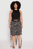 Womens Plus Size Cargo Skater Shorts, Green, Size 1X