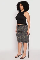 Womens Plus Size Cargo Skater Shorts, Green, Size 1X