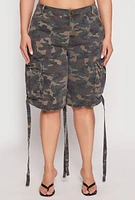Womens Plus Size Cargo Skater Shorts, Green, Size 1X