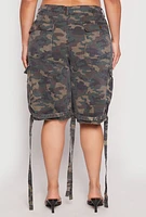 Womens Plus Size Cargo Skater Shorts, Green, Size 1X
