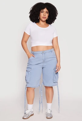 Womens Plus Size Cargo Skater Shorts, Blue, Size 1X