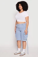 Womens Plus Size Cargo Skater Shorts, Blue, Size 1X