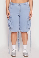 Womens Plus Size Cargo Skater Shorts, Blue, Size 1X