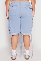 Womens Plus Size Cargo Skater Shorts, Blue, Size 1X