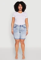 Womens Plus Size WAX Bermuda Denim Shorts, Blue, Size 2X