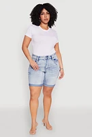Womens Plus Size WAX Bermuda Denim Shorts, Blue, Size 2X