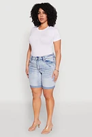 Womens Plus Size WAX Bermuda Denim Shorts, Blue, Size 2X