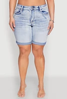 Womens Plus Size WAX Bermuda Denim Shorts, Blue, Size 2X