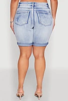 Womens Plus Size WAX Bermuda Denim Shorts, Blue, Size 2X