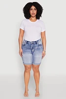 Womens Plus WAX Bermuda Denim Shorts, Blue,