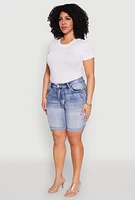 Womens Plus WAX Bermuda Denim Shorts, Blue,