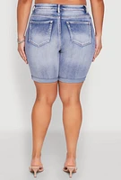 Womens Plus WAX Bermuda Denim Shorts, Blue,