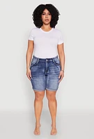 Womens Plus Size WAX Bermuda Denim Shorts, Blue, Size 1X