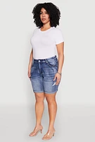 Womens Plus Size WAX Bermuda Denim Shorts, Blue, Size 1X