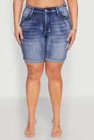 Womens Plus Size WAX Bermuda Denim Shorts, Blue, Size 1X
