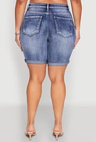 Womens Plus Size WAX Bermuda Denim Shorts, Blue, Size 1X