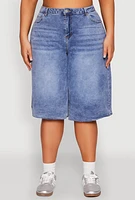 Womens Plus Size WAX High Waisted Bermuda Shorts, Blue, Size 3X