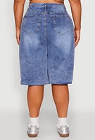 Womens Plus Size WAX High Waisted Bermuda Shorts, Blue, Size 3X