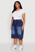 Womens Plus Size WAX High Waisted Bermuda Shorts, Blue, Size 2X